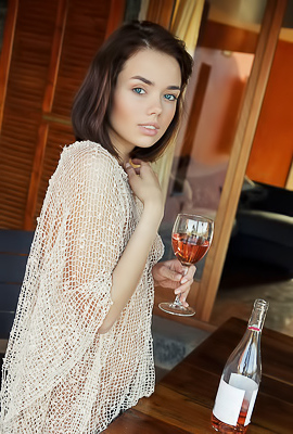 Keira B Getting Naked And Drink Wine