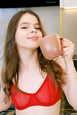 Indiana Russian Brunette Is Delightfully Enticing In Sexy Red Lingerie