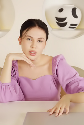 Kris Si Entices In Panties While Displaying Perky Nipples And Agile Feet On A Chair Indoors