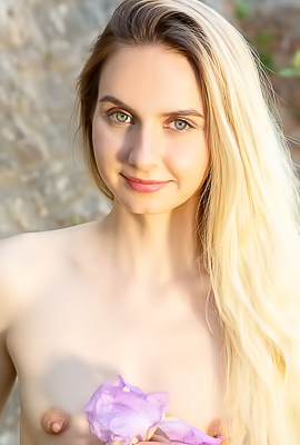 Emily Swan Stroles Around Her Garden Sunbathing In A Dress Before A Sensual Striptease